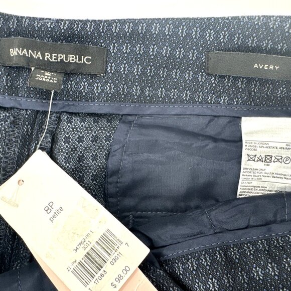 Banana Republic Avery Pants Womens 8P Navy Ankle Cropped Pleated Career NEW - Picture 5 of 10